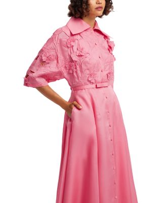 Junia Appliqu&eacute; Puff Sleeve Silk Gown