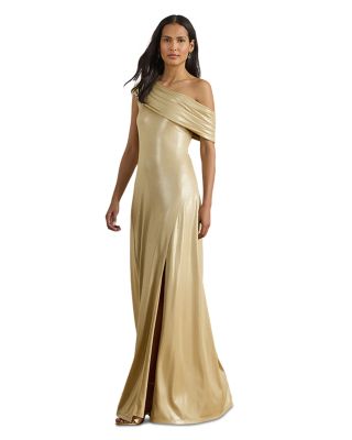Metallic Jersey Off The Shoulder Gown