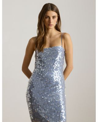 Sequined Tulle Midi Cocktail Dress