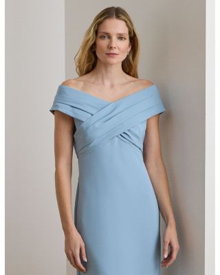 Crepe Off-the-Shoulder Gown