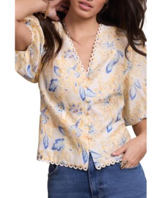  Women's Floral Puff Sleeve Blouse