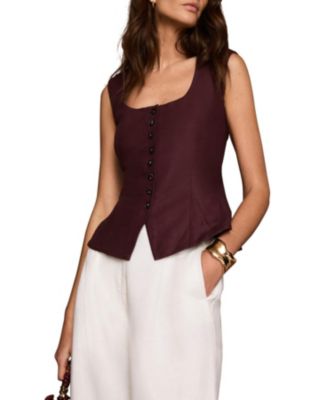  Women's Linen Blend Peplum Waistcoat