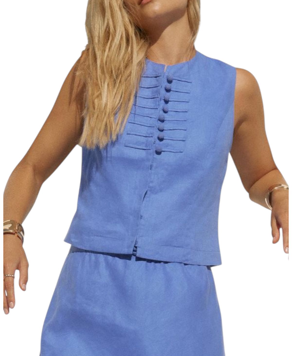 Mint Velvet Women's Linen Military Detail Top