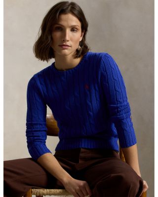 Cable Knit Cotton Crewneck Sweater