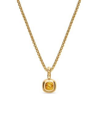 Mini Cushion Cut Amulet in 18K Yellow Gold with Citrine, 7.6mm 