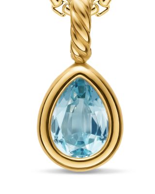 Mini Pear Cut Amulet in 18K Yellow Gold with Sky Blue Topaz, 11mm