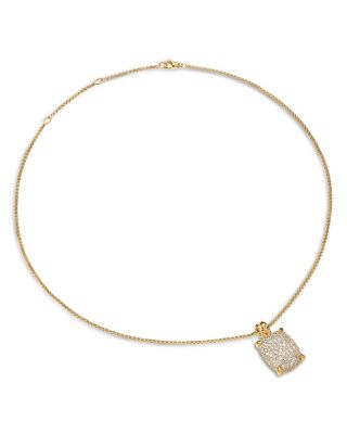 Chatelaine&reg; Elongated Pendant Necklace in 18K Yellow Gold with Diamonds, 19mm