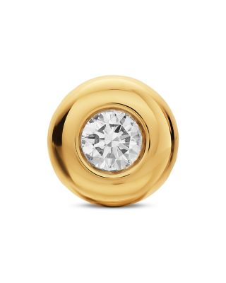 Bezel Set Stud Earrings in 18K Yellow Gold with Diamonds, 6.4mm