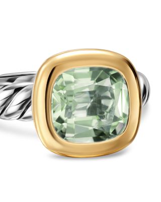 DY Mercer&reg; Color Stone Ring in Sterling Silver with 18K Yellow Gold and Prasiolite, 10mm 