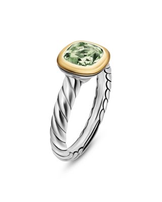  DY Mercer&reg; Color Stone Ring in Sterling Silver with 18K Yellow Gold and Prasiolite, 7mm