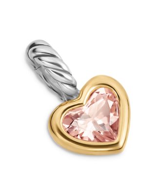 Mini Heart Amulet in Sterling Silver with 14K Yellow Gold and Morganite, 6mm