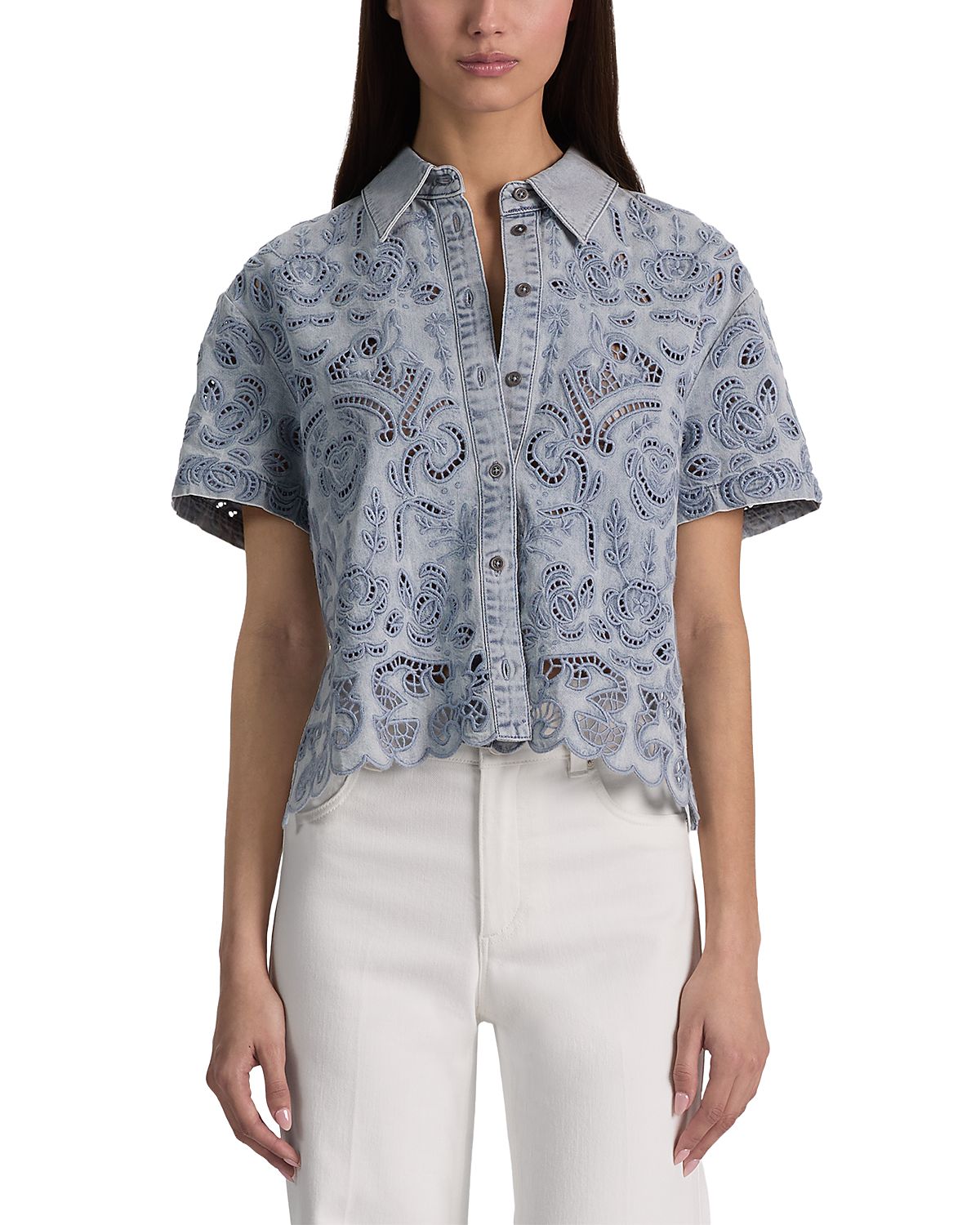 Alice and Olivia Lane Denim Eyelet Shirt