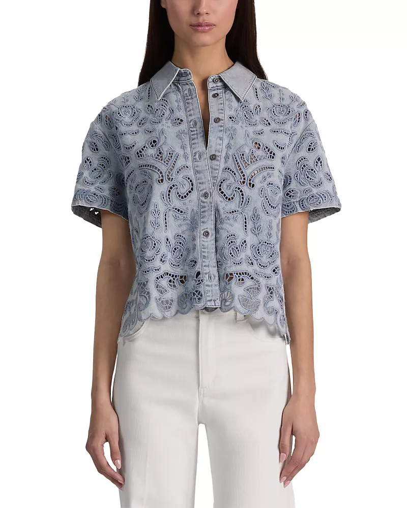 Alice and Olivia Lane Denim Eyelet Shirt