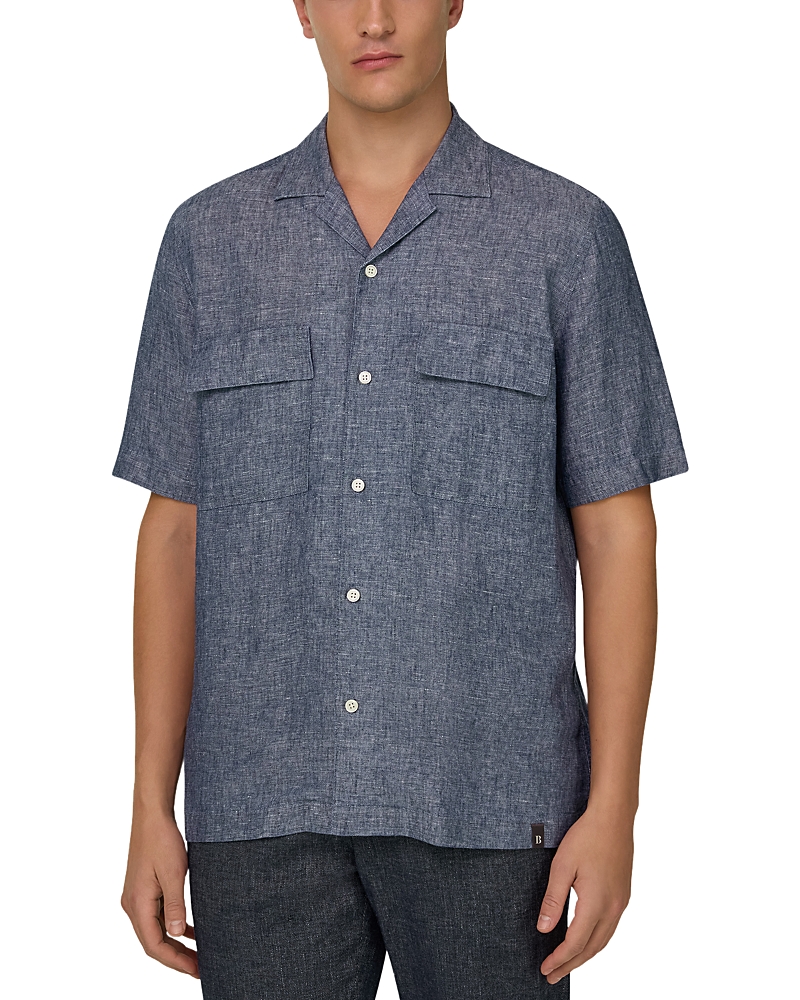 Boggi Milano Camp Collar Linen Denim Shirt