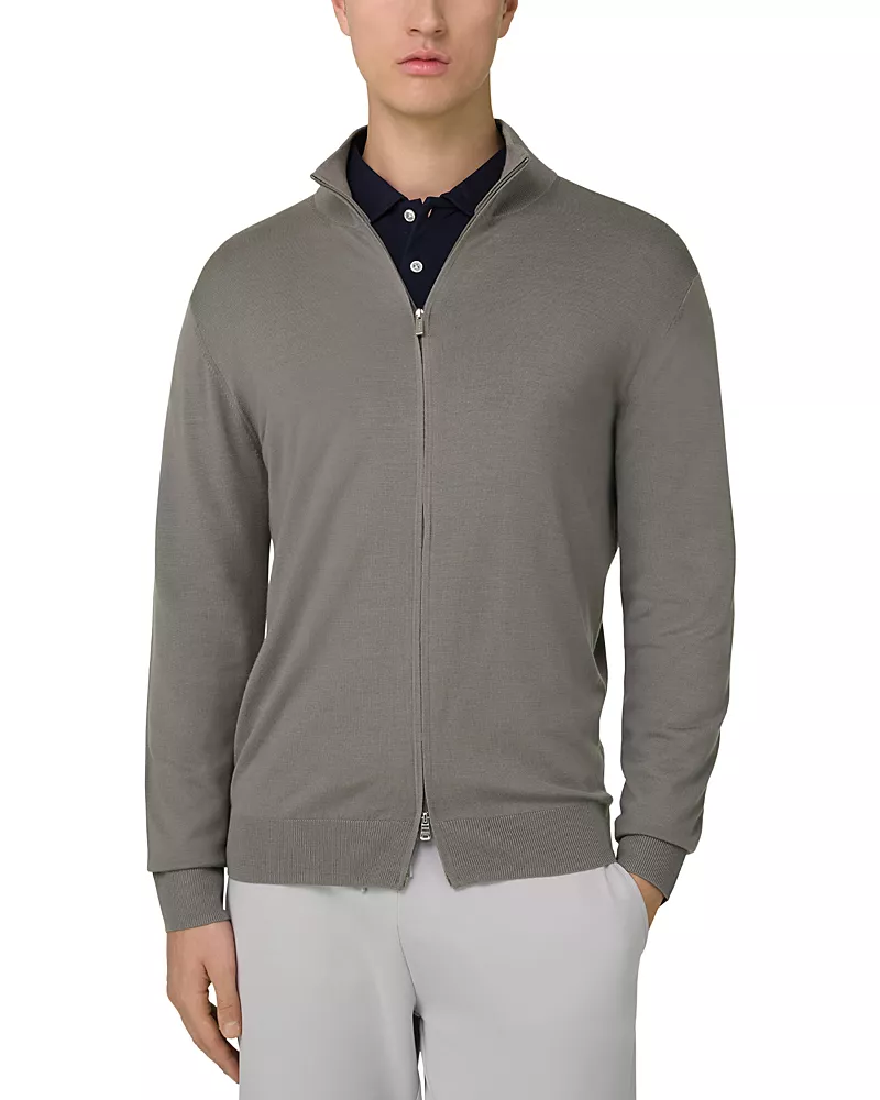 Boggi Milano Superfine Full Zip Merino Wool Jumper