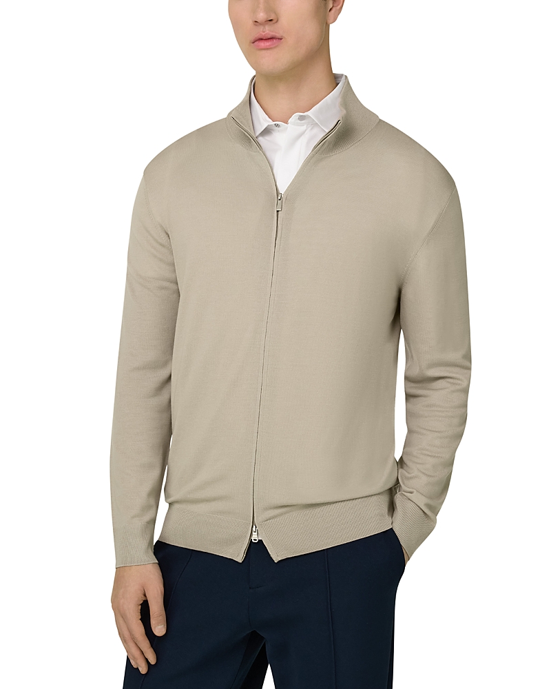 Boggi Milano Superfine Full Zip Merino Wool Jumper