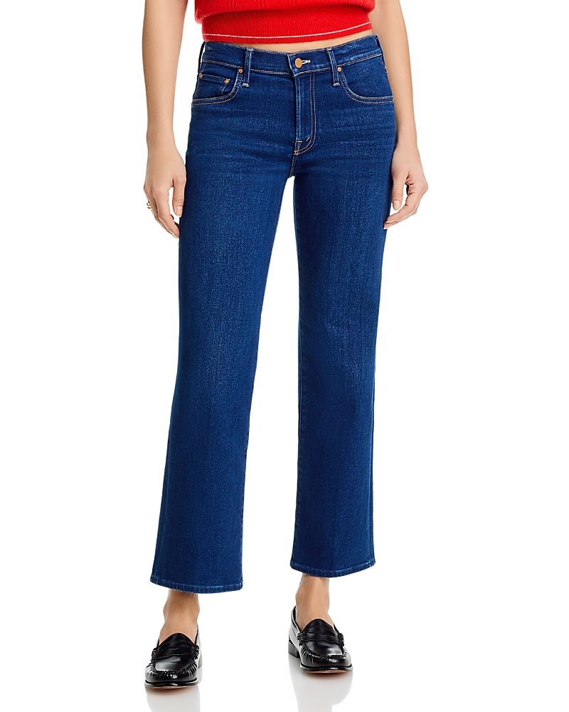Mother The Mid Rise Rambler Zip Flood Jeans in Pinkies Up