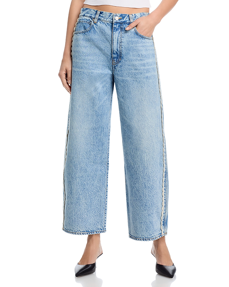 Frame The Crochet Bow Cropped Jeans in Aura