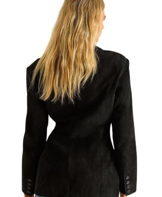 Real Suede Cinched Waist Blazer