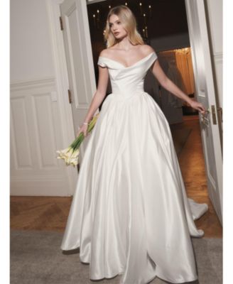  Unna Satin Bardot Cowl Wedding Gown