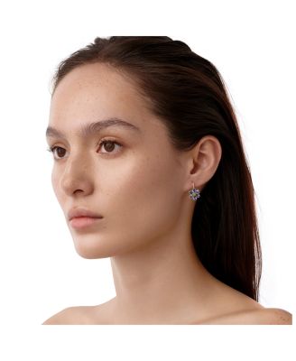 18K Yellow Gold FJ Blue Sapphire & Diamond Fiori Flower Drop Earrings