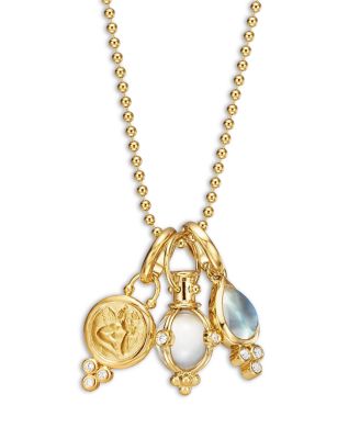 Temple St. Clair 18K Yellow Gold Three-Charm Gift Set with Chain, 16"