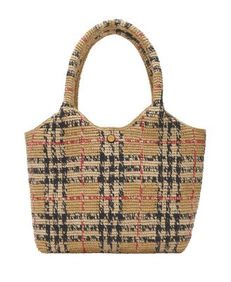 Margate Small Check Raffia Tote Bag