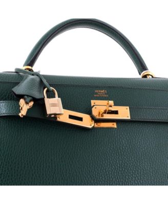 Kelly 32 Handbag Green Ardennes with Gold Hardware