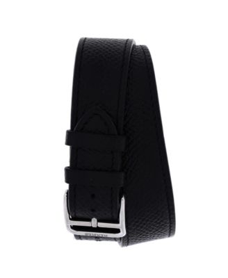 Heure H Quartz Watch in Stainless Steel and Leather with Diamond Bezel and Markers and Mother of Pearl 26mm