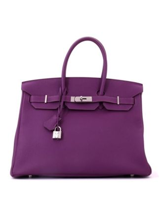 Birkin 35 Handbag Purple Togo with Palladium Hardware