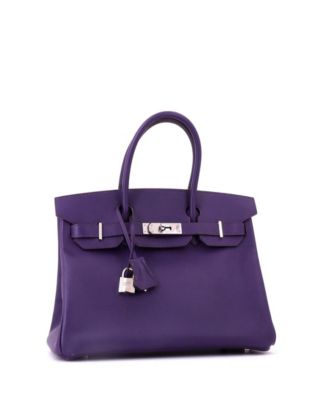 Birkin 30 Handbag Purple Epsom with Palladium Hardware