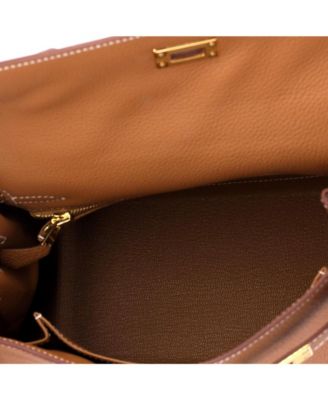 Kelly 25 Handbag Brown Togo with Gold Hardware