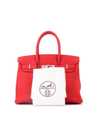 Birkin 30 Handbag Red Togo with Palladium Hardware