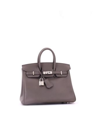 Birkin 25 Handbag Grey Swift with Palladium Hardware