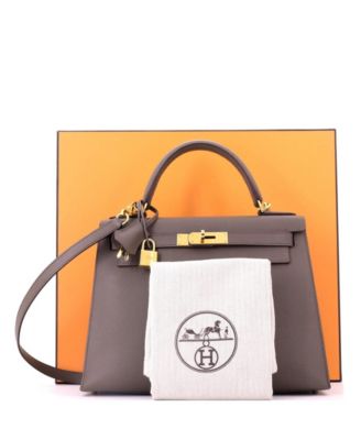 Kelly 28 Handbag Grey Epsom with Gold Hardware