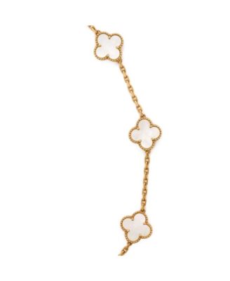  Vintage Alhambra 10 Motifs Necklace 18K Gold and Mother of Pearl, 17"