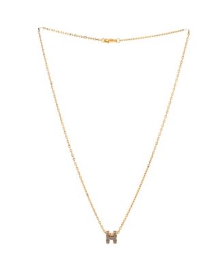 Mini Pop H Pendant Chain Necklace Metal and Enamel, 16"