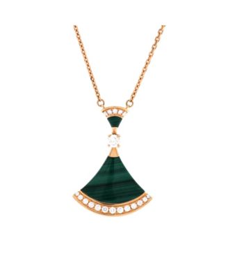  Large Divas' Dream Pendant Necklace 18K Rose Gold with Malachite and Diamonds, 17.25"