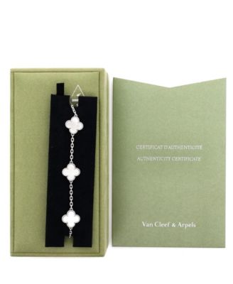  Vintage Alhambra 5 Motifs Bracelet 18K White Gold and Mother of Pearl