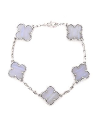  Vintage-Like Alhambra 5 Motifs Bracelet in 18K White Gold. Condition: Great. Collateral: Certificate of Authenticity, Signed Box, with a signed envelope