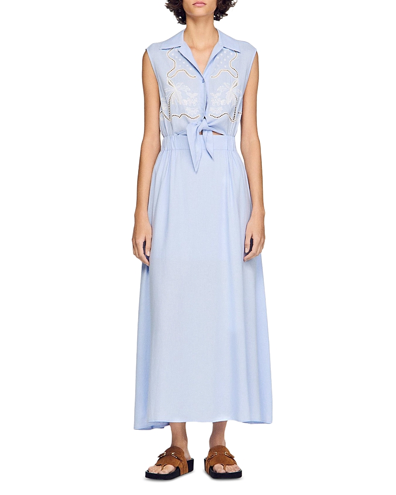 Sandro Cassandre Embroidered Maxi Dress