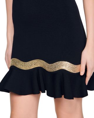 Ophira Metal Chain Trim Knit Short Dress
