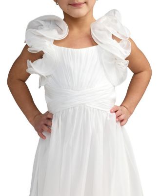  Girls' Floral Chiffon Ruffle Shoulder Dress - Little Kid, Big Kid