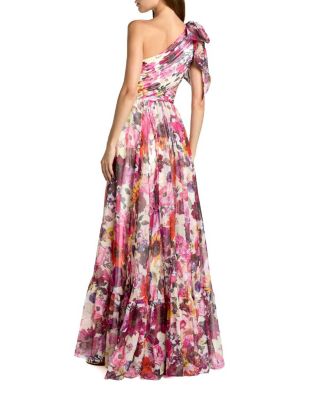  Side Cut Out One Shoulder Gown