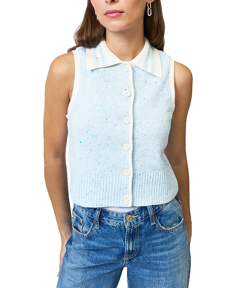 Central Park West Women's Celeste Tweed Yarn Collared Top