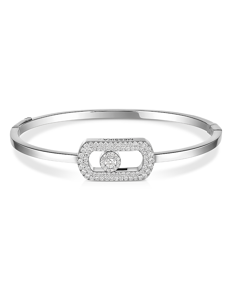Messika 18K White Gold So Move Diamond Link Bangle Bracelet