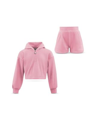 Lola + The Boys Girls' Pastel Velour Hoodie & Shorts Set - Little Kid, Big Kid
