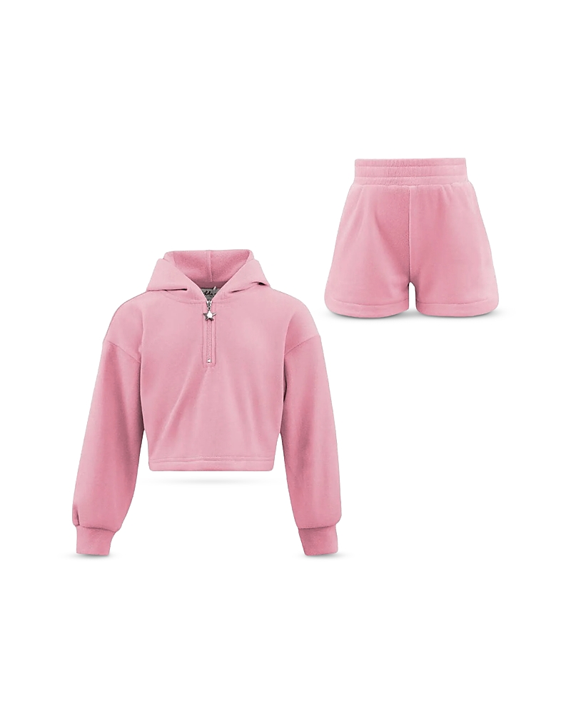 Lola + The Boys Girls' Pastel Velour Hoodie & Shorts Set - Little Kid, Big Kid