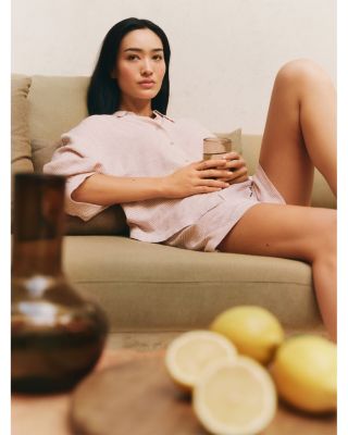 Linen Blend Relaxed Pajama Shorts