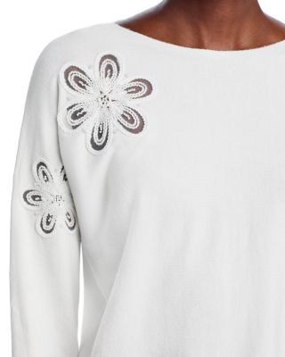 Flower Embellished Dolman Sleeve Sweater